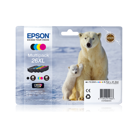 Pack multi pack cartuchos 26 Oso polar original de la marca EPSON
